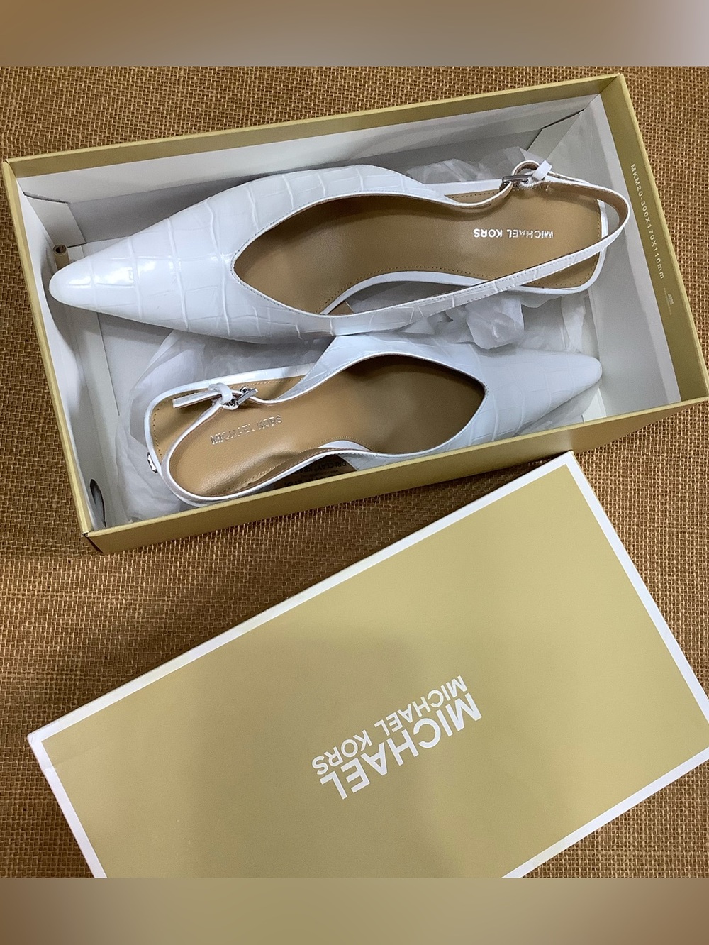 Michael Kors Electra Sling Pump Leather Optic White Size 8M - Picture 14 of 14